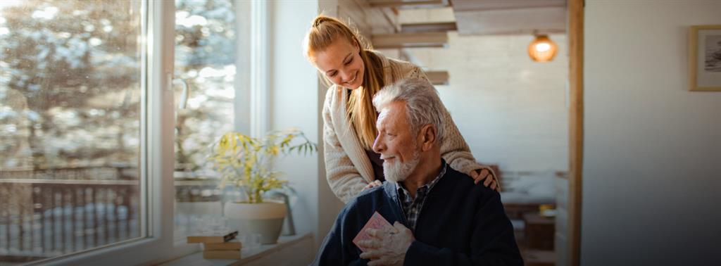 adult couples looking out window